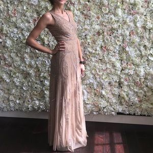 Adrianna Papell Platinum collection champagne beaded/sequin dress - UNALTERED